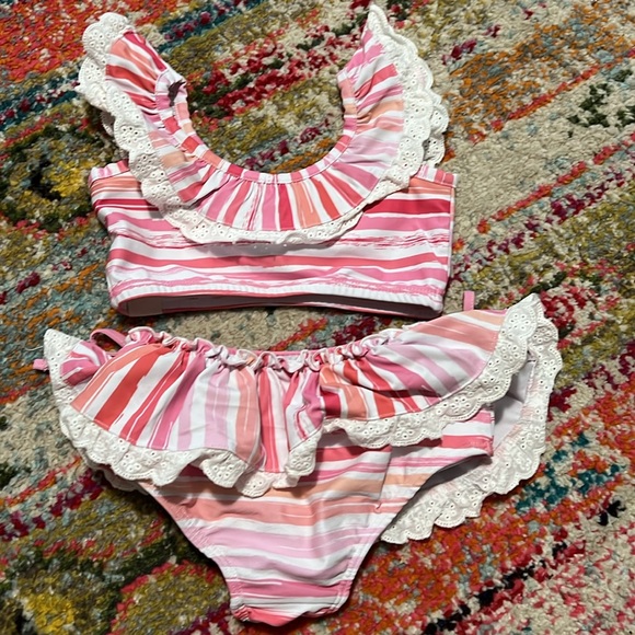 Pink Striped Ruffle Bikini Set - Picture 4 of 5